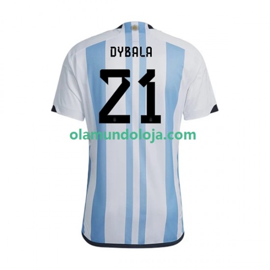 Camisola Argentina Dybala 21 Homem Equipamento Primeiro Copa do Mundo 2022 Manga Curta